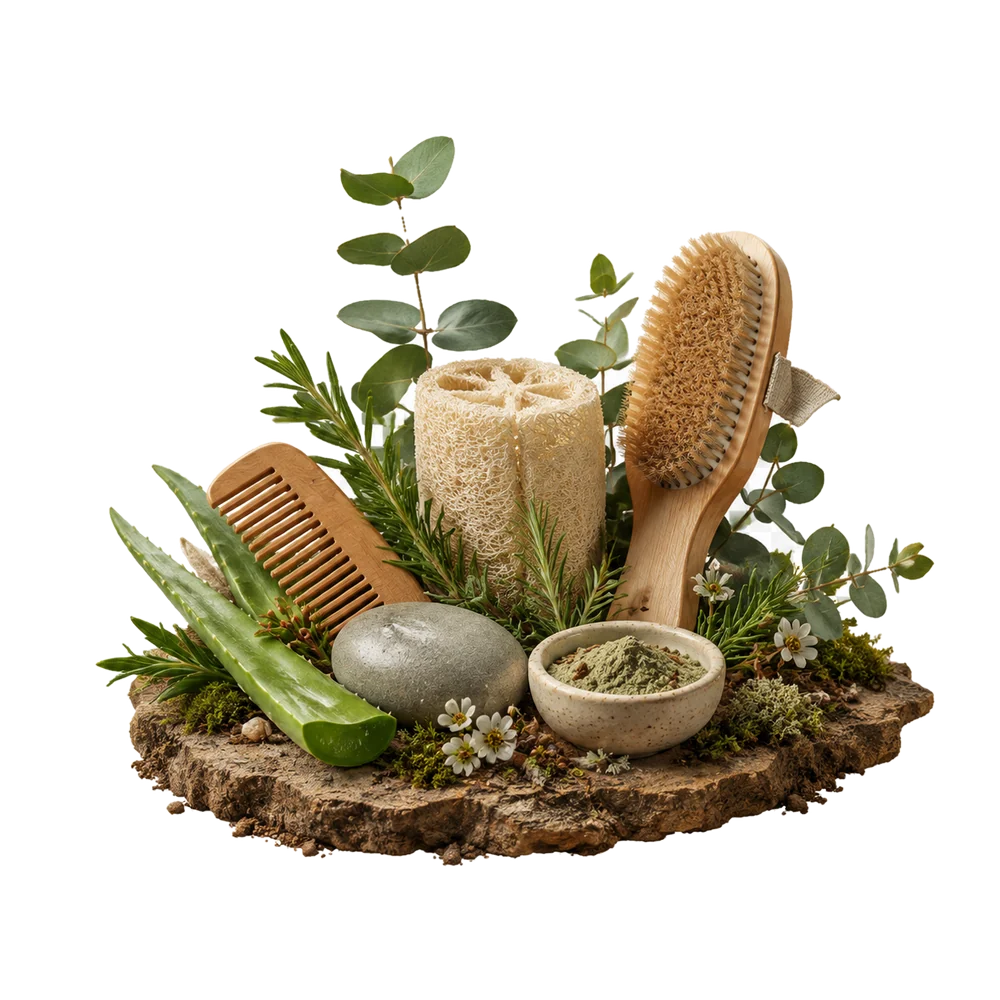 Natural personal-care brushes, aloe and botanical ingredients